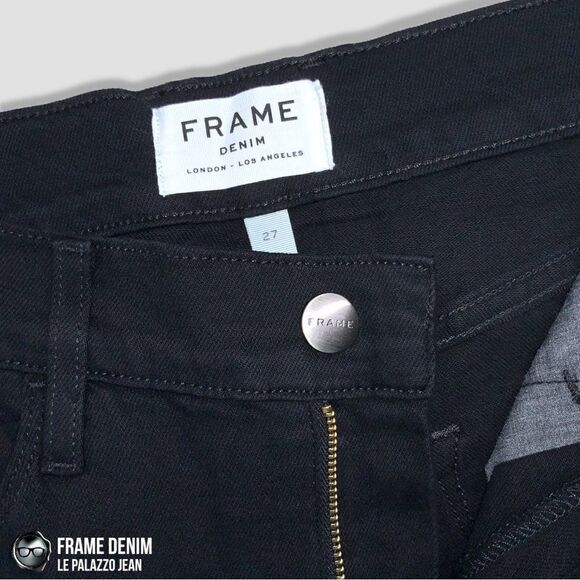 FRAME DENIM LE PALAZZO JEANS IN FILM NOIR DARKEST BLACK WIDE LEG TROUSERS NEW - Picture 12 of 16
